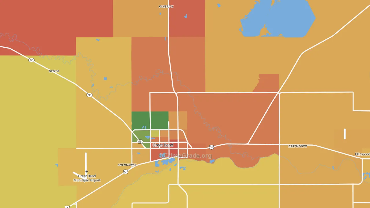 Barton County, KS Map of Drug-Related Crime Rates