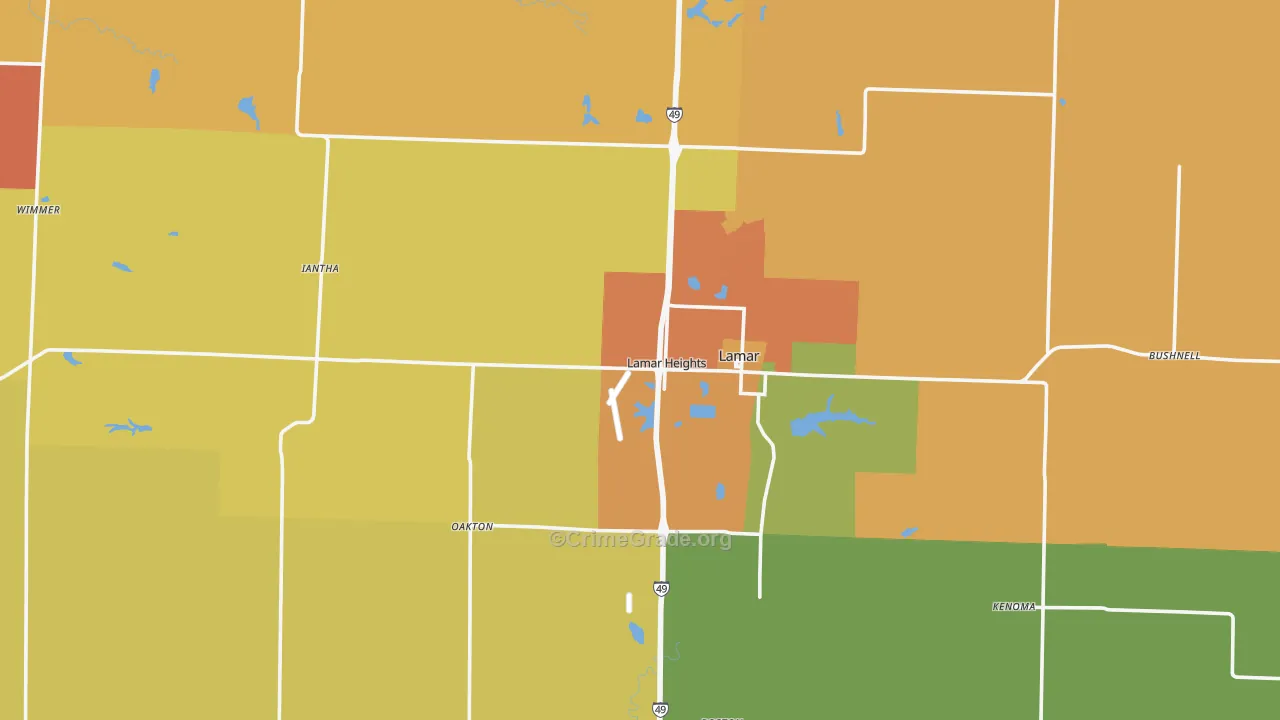 Barton County, MO Map of Drug-Related Crime Rates