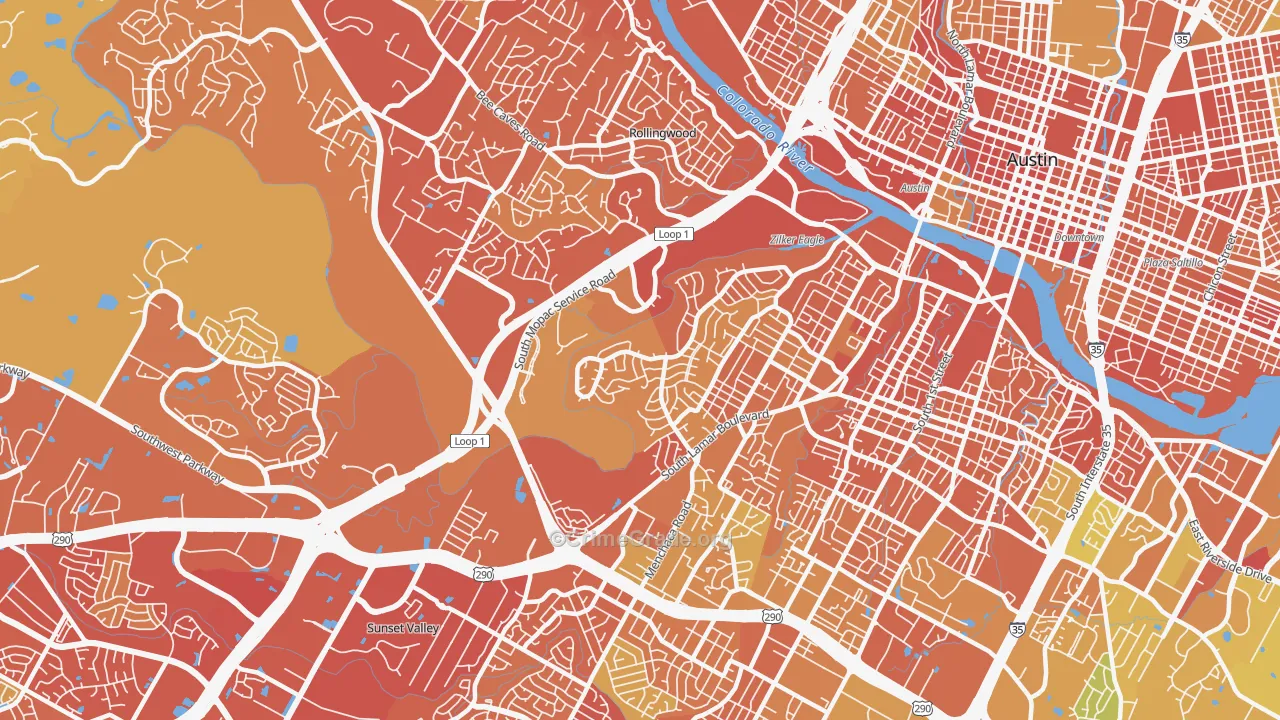 Barton Hills, Austin, TX Map of Drug-Related Crime Rates