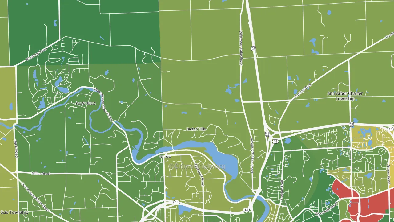 Barton Hills, MI Map of Drug-Related Crime Rates