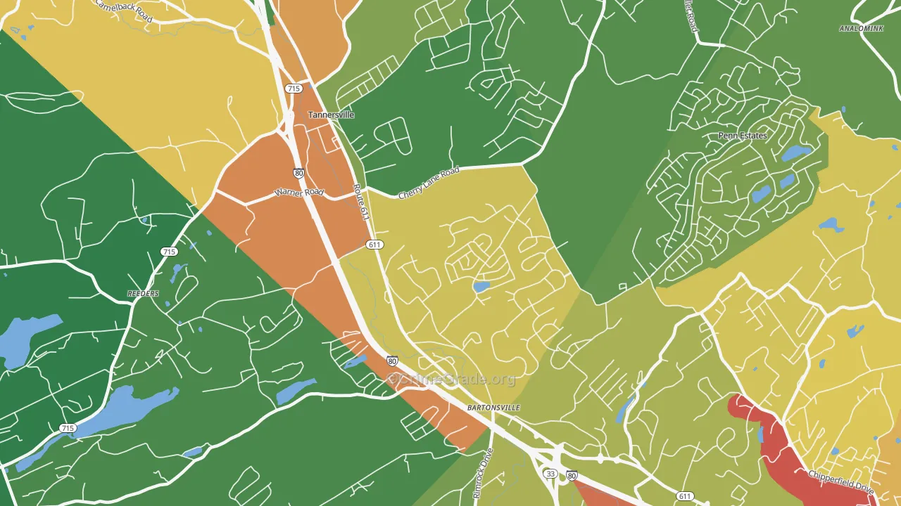 Bartonsville, PA Map of Drug-Related Crime Rates