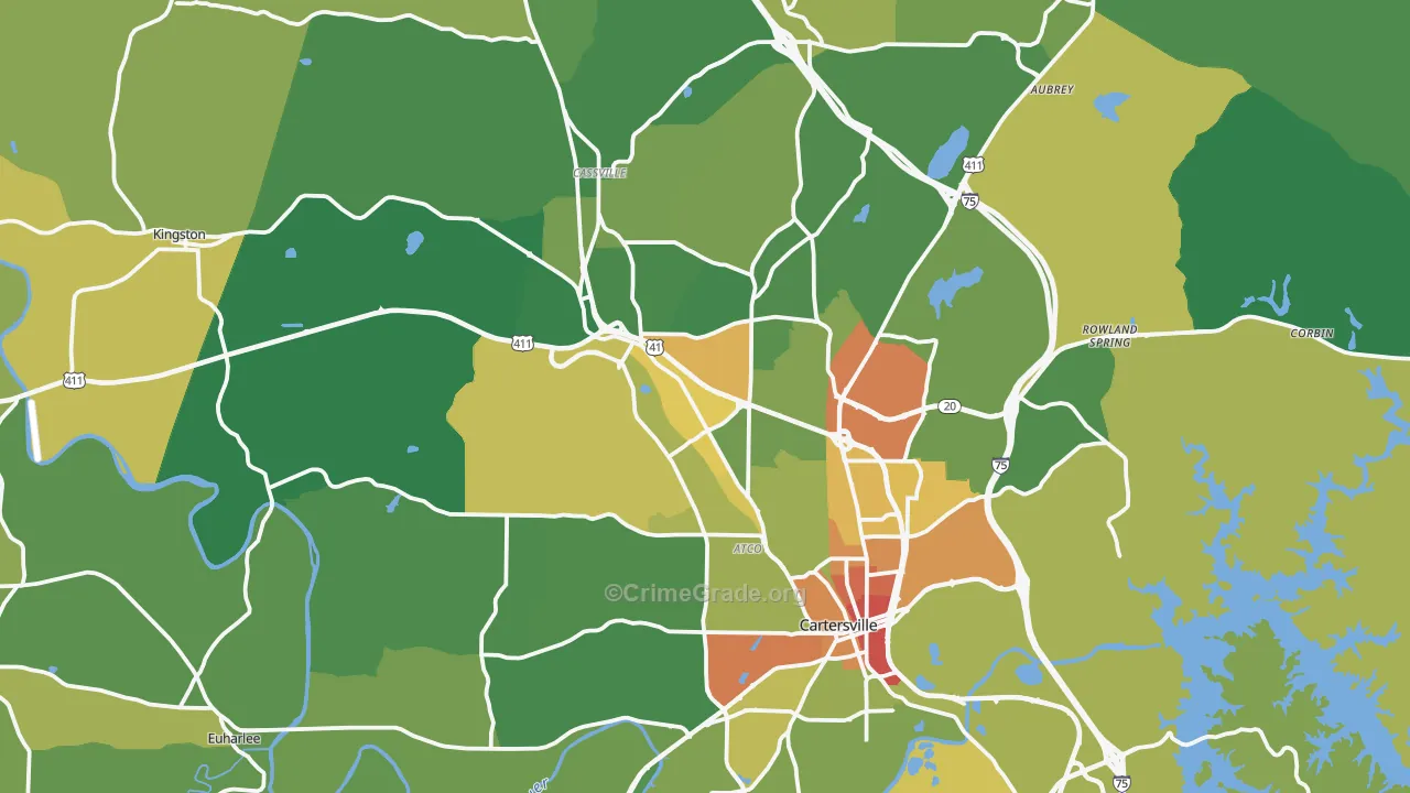Bartow County, GA Map of Drug-Related Crime Rates