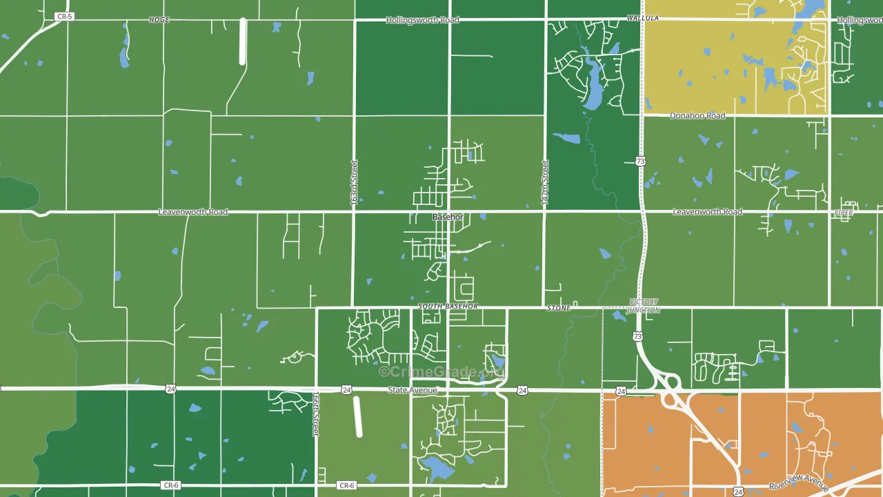 Basehor, KS Map of Drug-Related Crime Rates