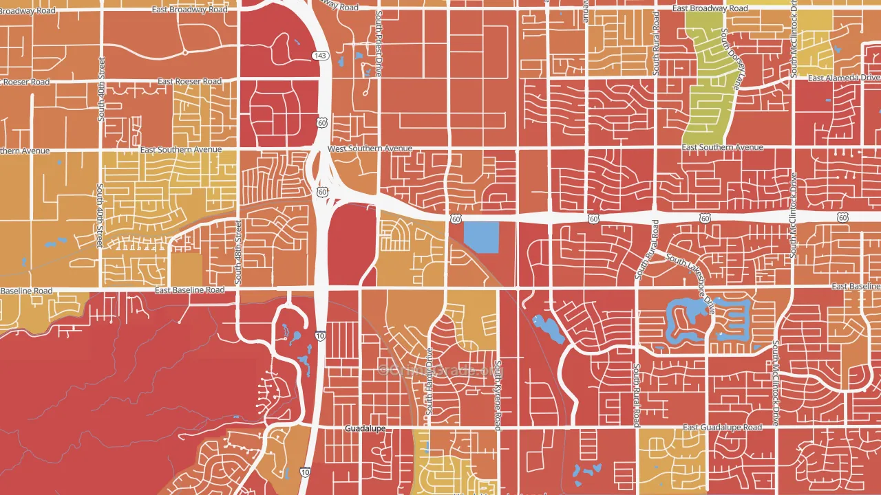 Baseline-Hardy, Tempe, AZ Map of Drug-Related Crime Rates