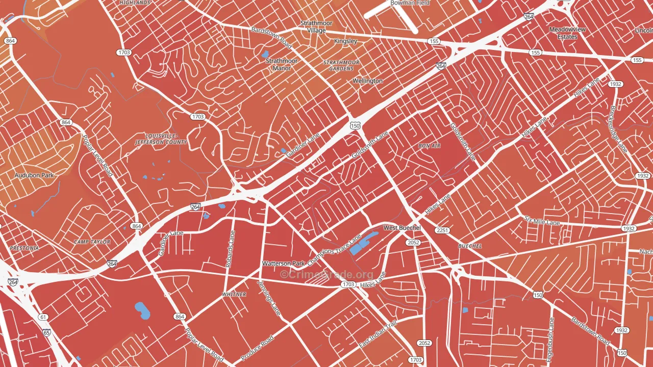 Bashford Manor, Louisville, KY Map of Drug-Related Crime Rates