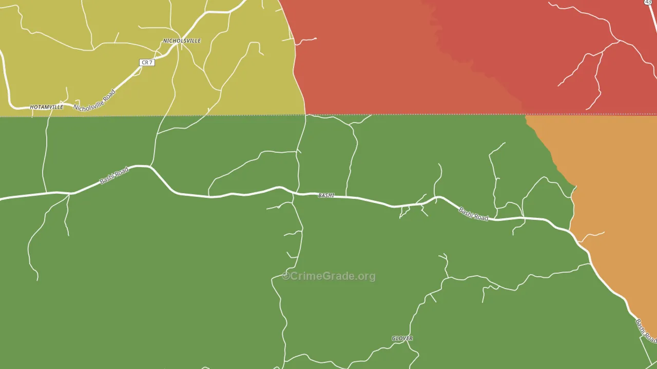 Bashi, AL Map of Drug-Related Crime Rates