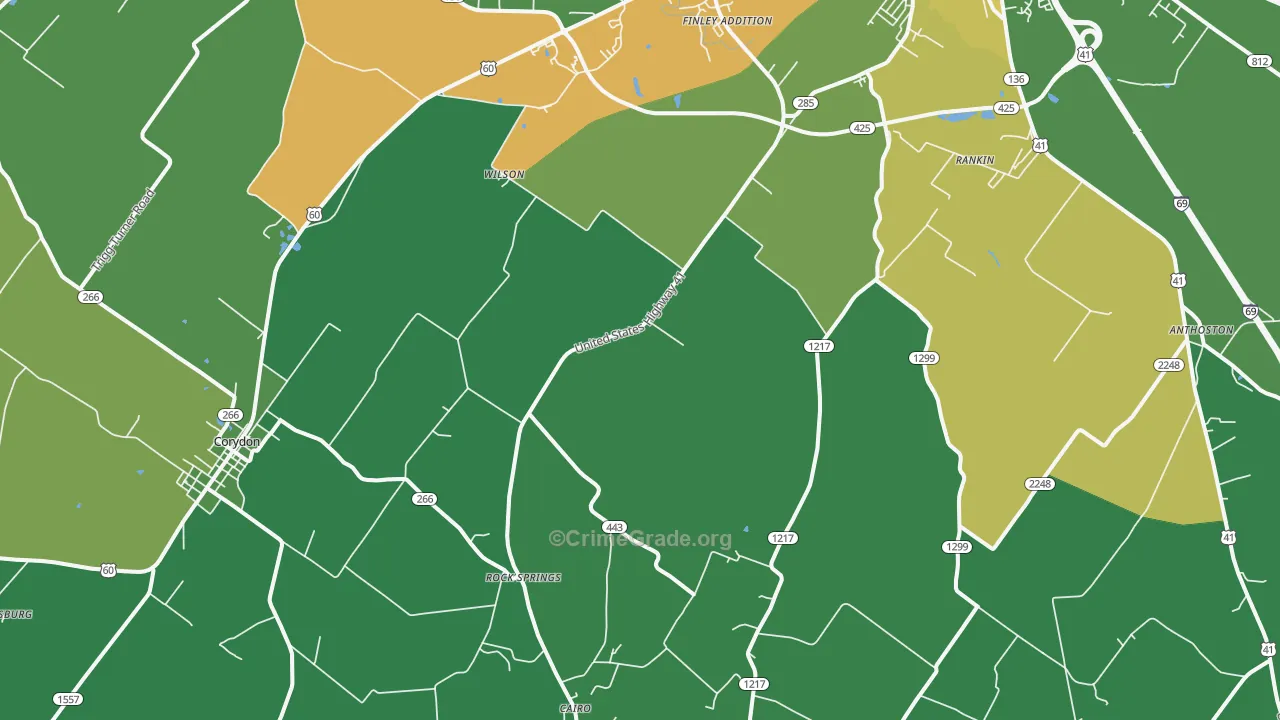 Baskett, KY Map of Drug-Related Crime Rates