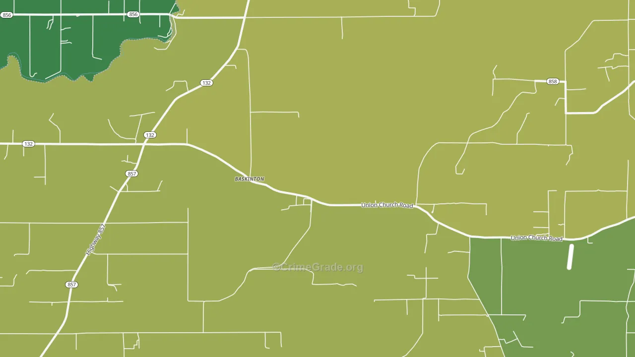 Baskinton, LA Map of Drug-Related Crime Rates