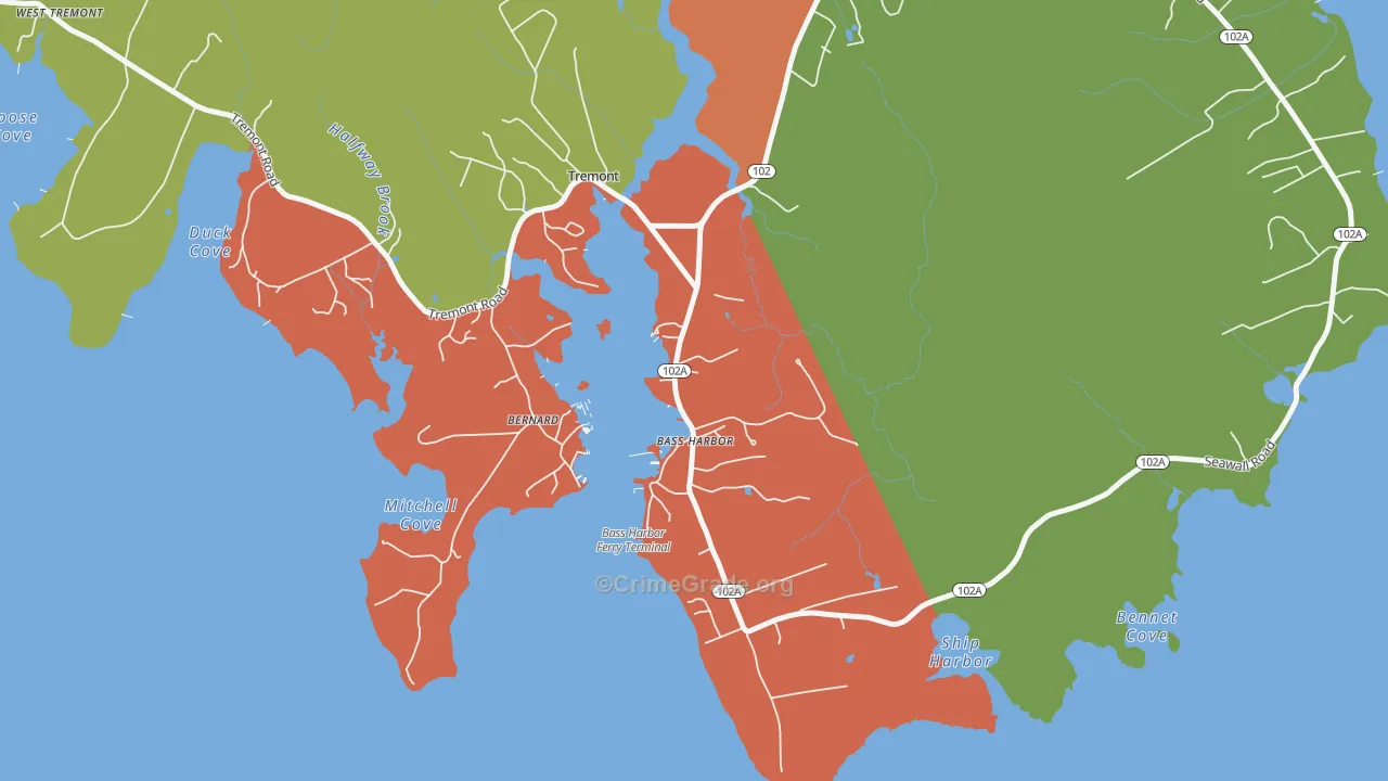 Bass Harbor, ME Map of Drug-Related Crime Rates