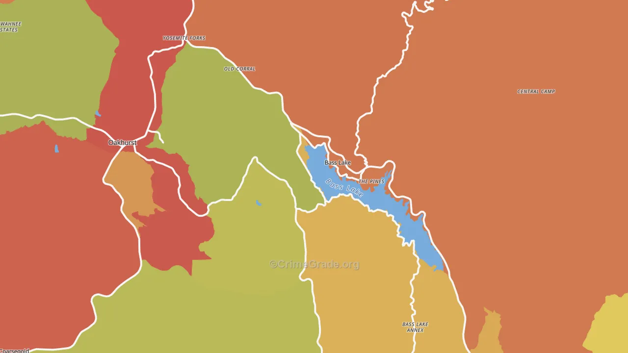 Bass Lake, CA Map of Drug-Related Crime Rates