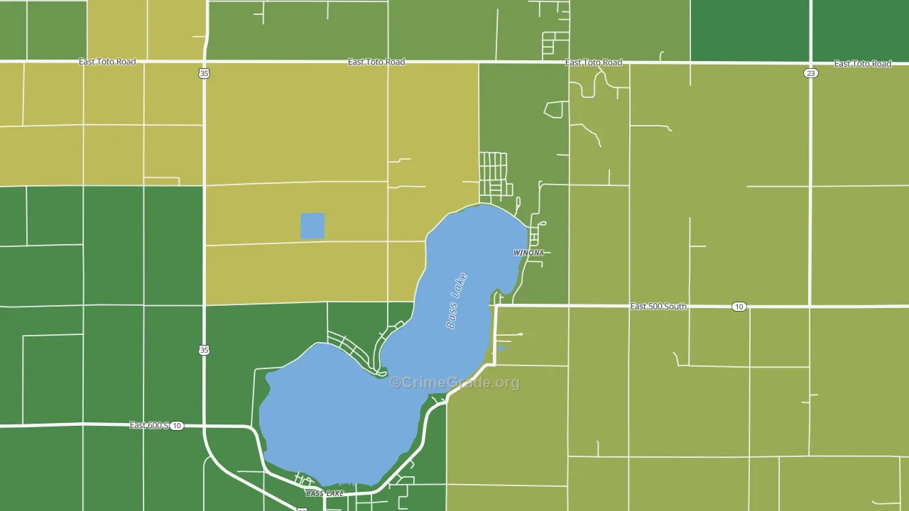 Bass Lake, IN Map of Drug-Related Crime Rates