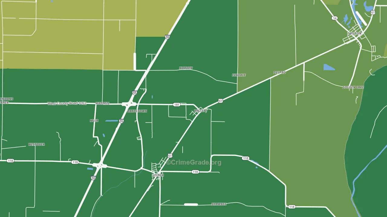 Bassett, AR Map of Drug-Related Crime Rates