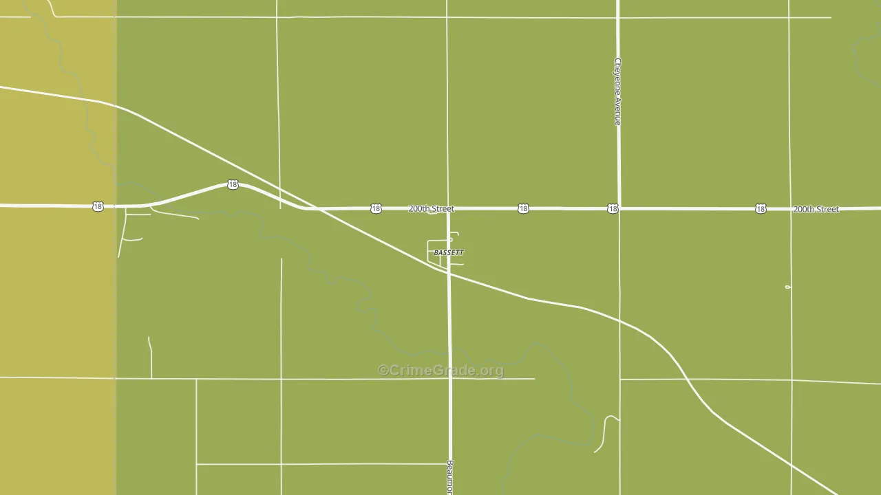 Bassett, IA Map of Drug-Related Crime Rates