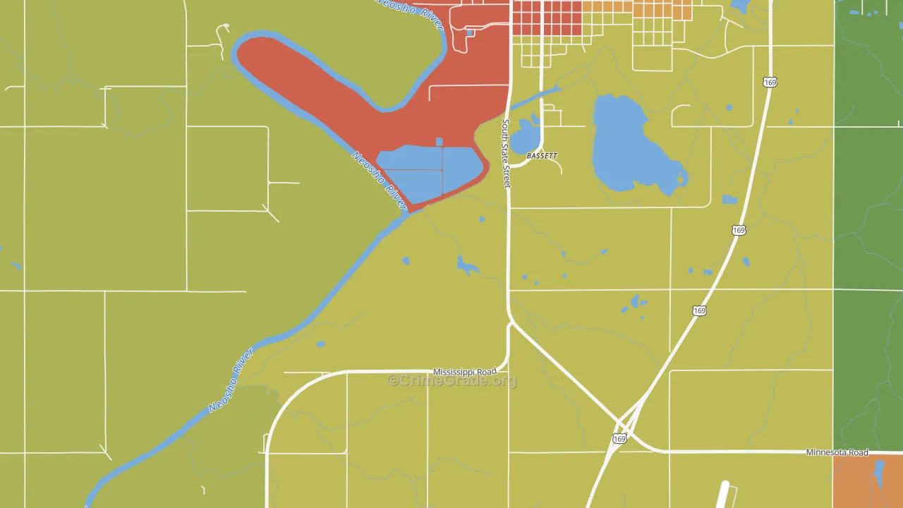 Bassett, KS Map of Drug-Related Crime Rates