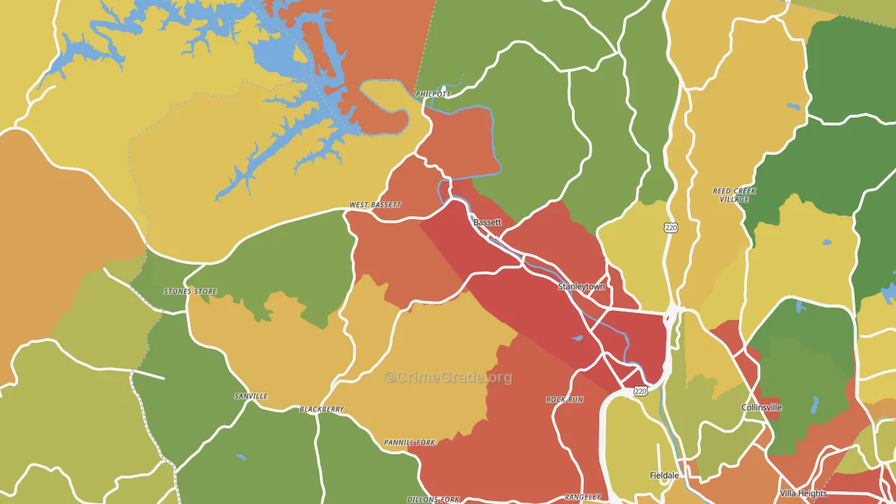 Bassett, VA Map of Drug-Related Crime Rates