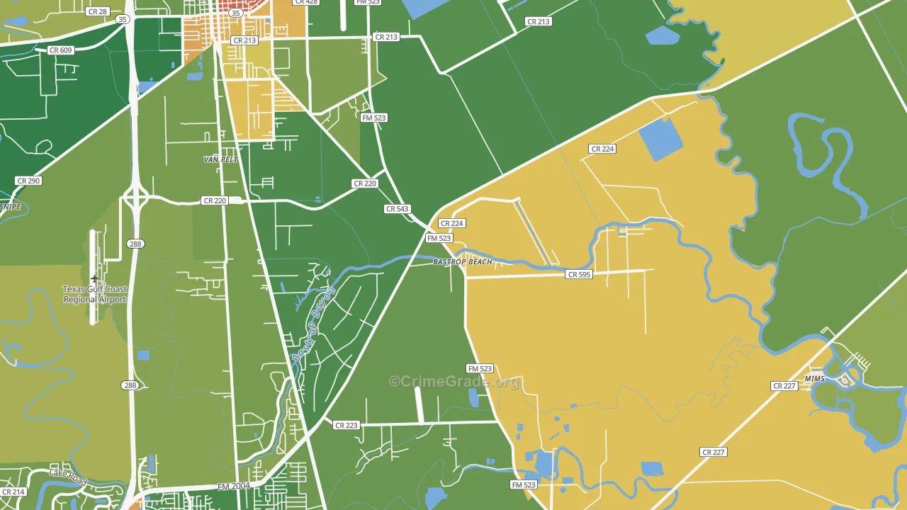 Bastrop Beach, TX Map of Drug-Related Crime Rates
