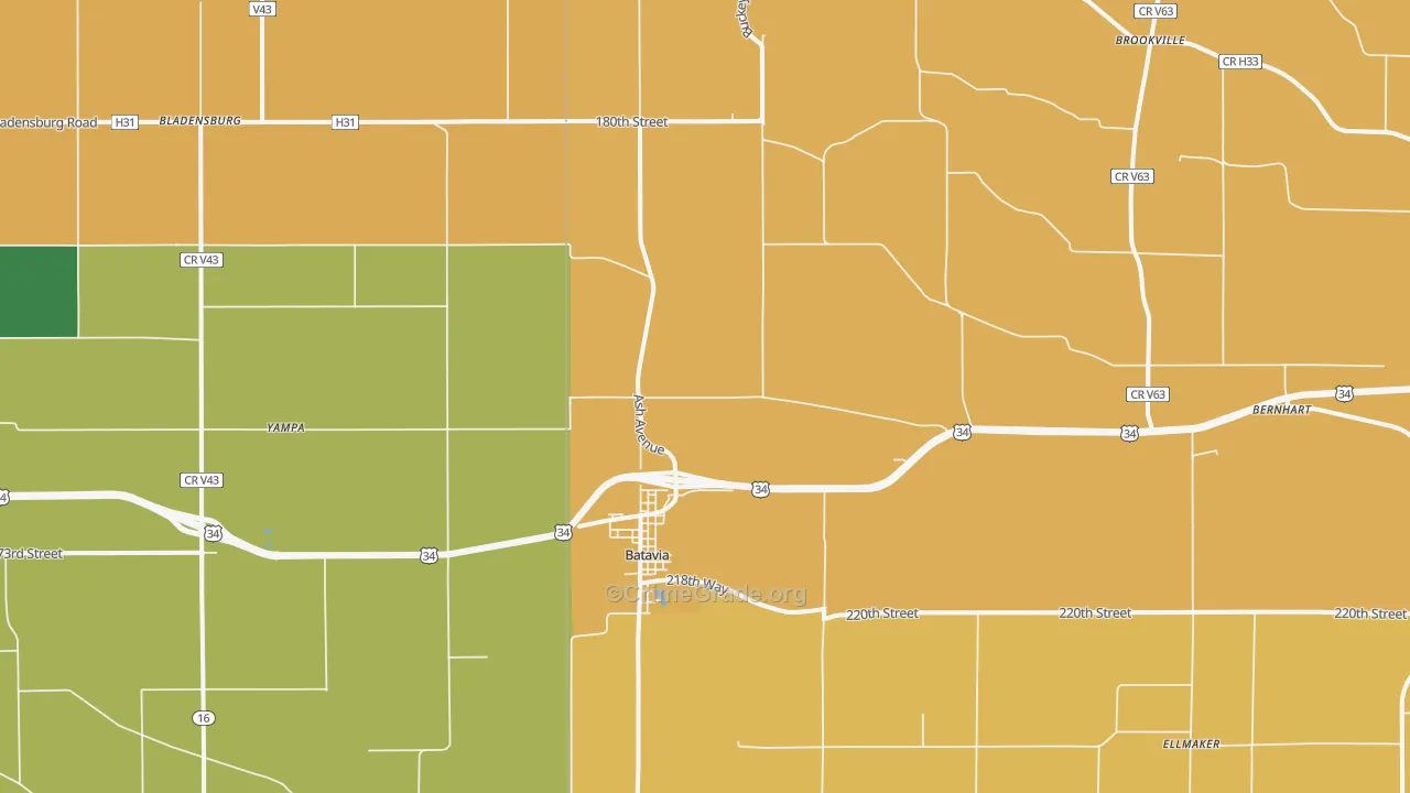 Batavia, IA Map of Drug-Related Crime Rates