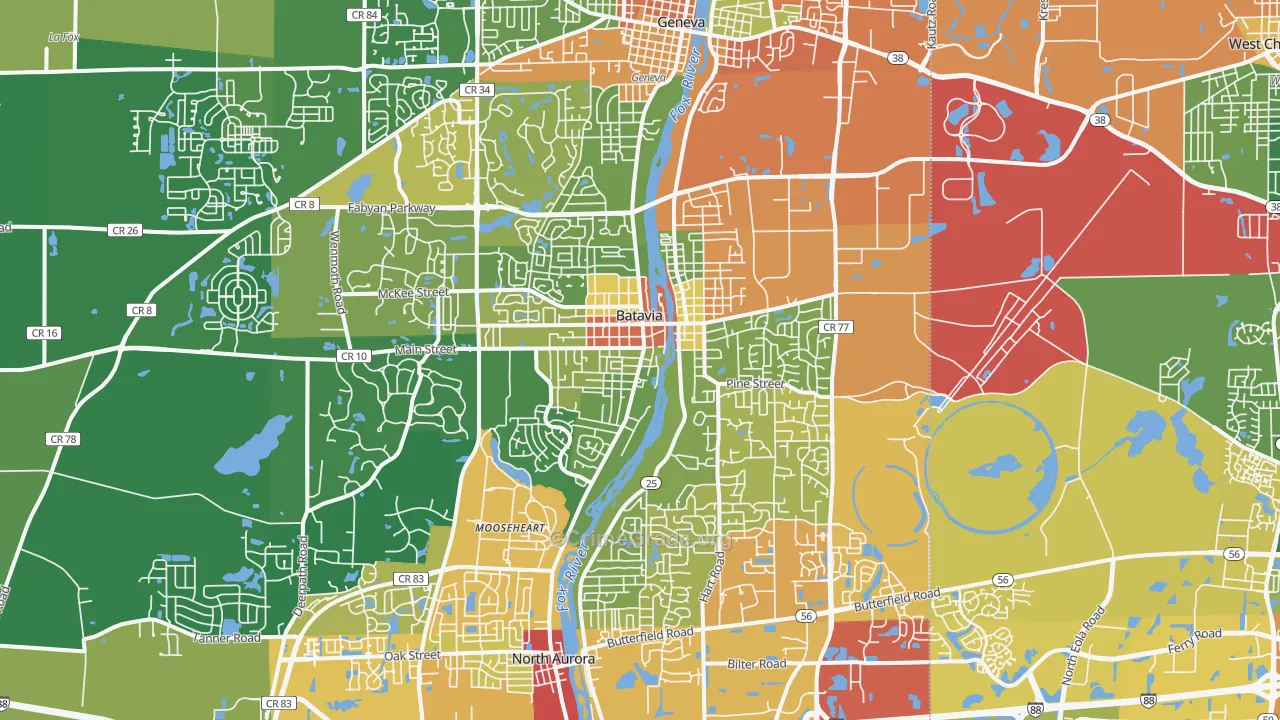 Batavia, IL Map of Drug-Related Crime Rates