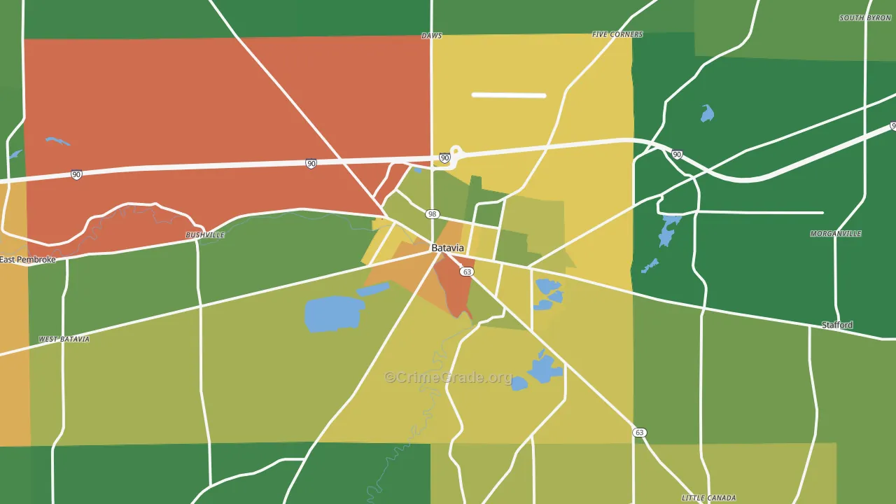 Batavia, NY Map of Drug-Related Crime Rates