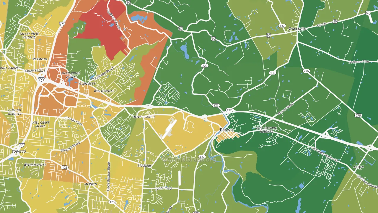 Batavia, OH Map of Drug-Related Crime Rates