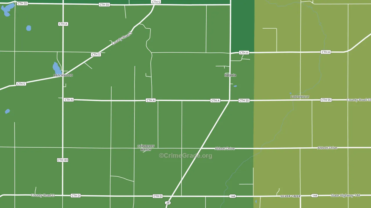 Batavia, WI Map of Drug-Related Crime Rates