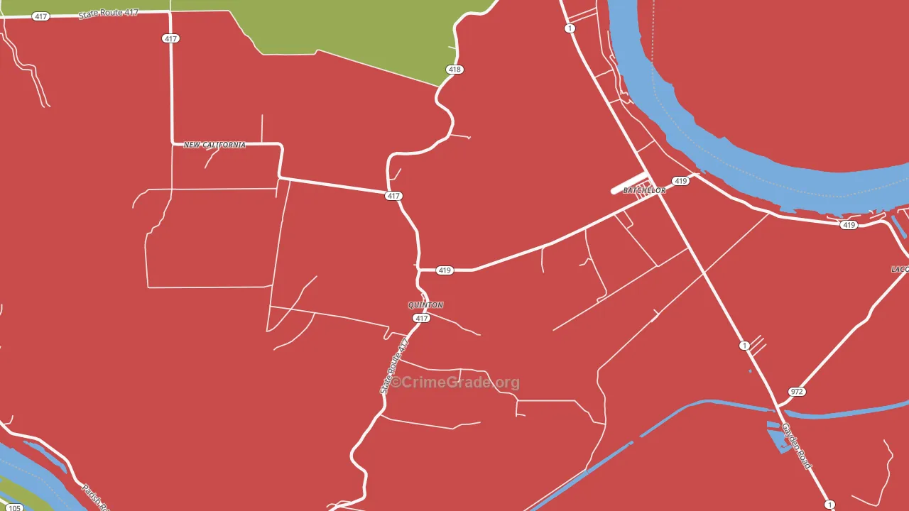 Batchelor, LA Map of Drug-Related Crime Rates