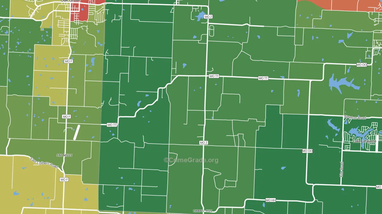Bates City, MO Map of Drug-Related Crime Rates