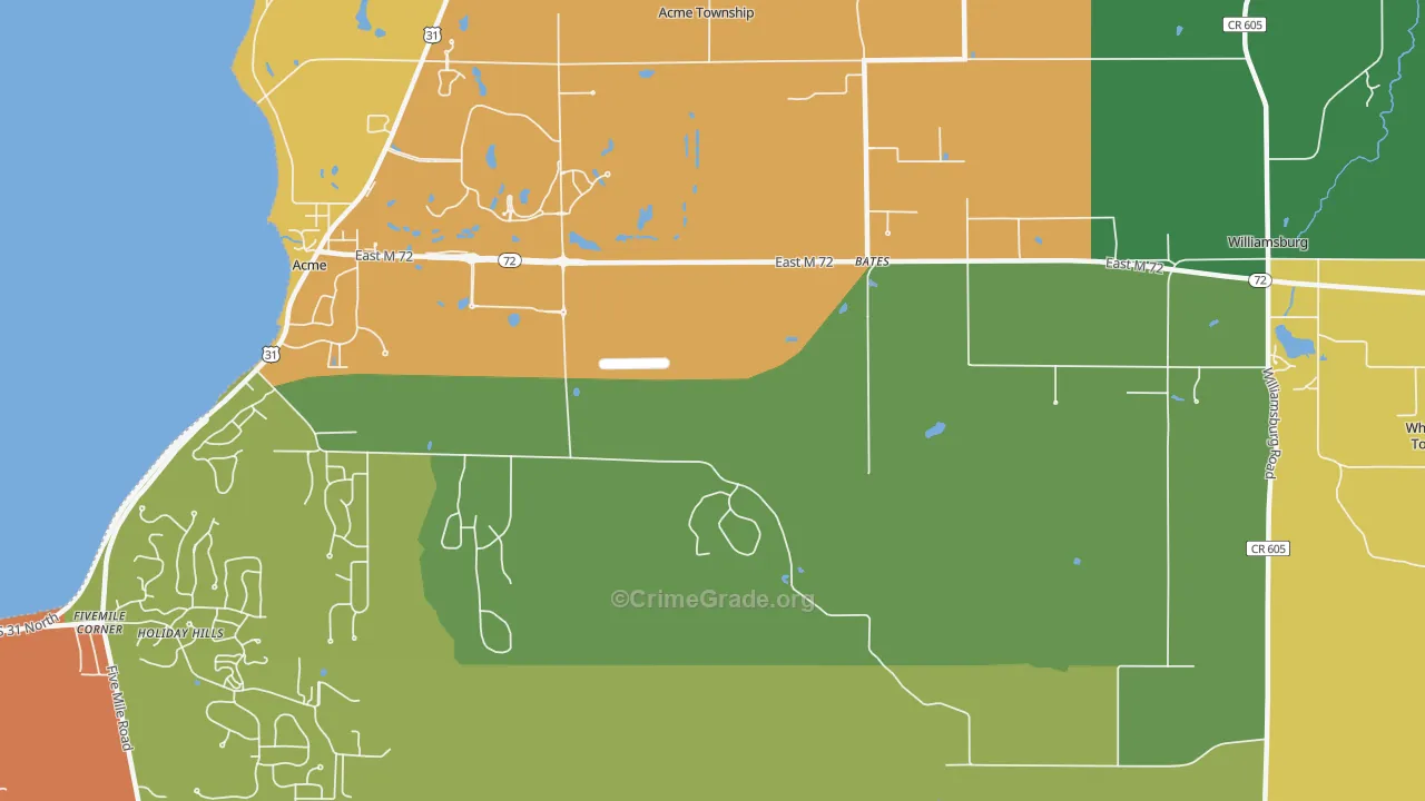 Bates, MI Map of Drug-Related Crime Rates