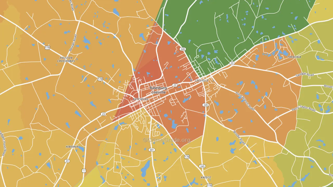 Batesburg-Leesville, SC Map of Drug-Related Crime Rates