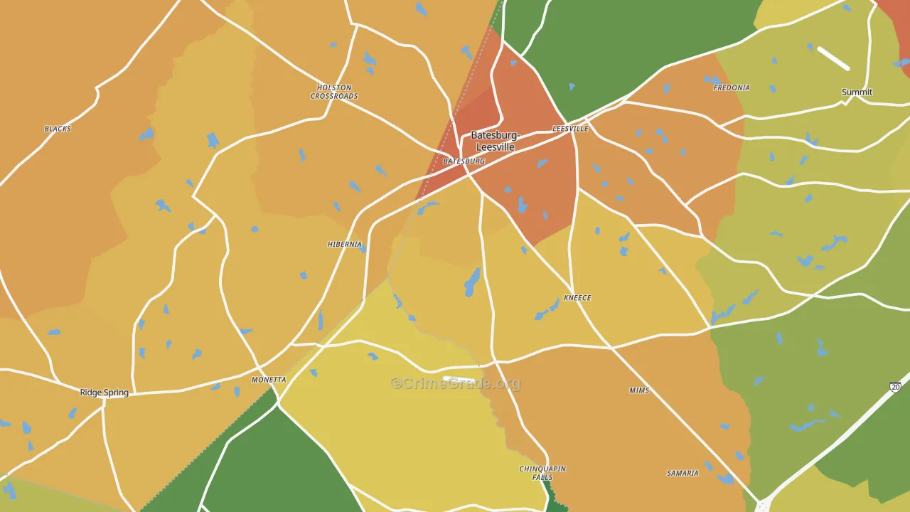 Batesburg, SC Map of Drug-Related Crime Rates