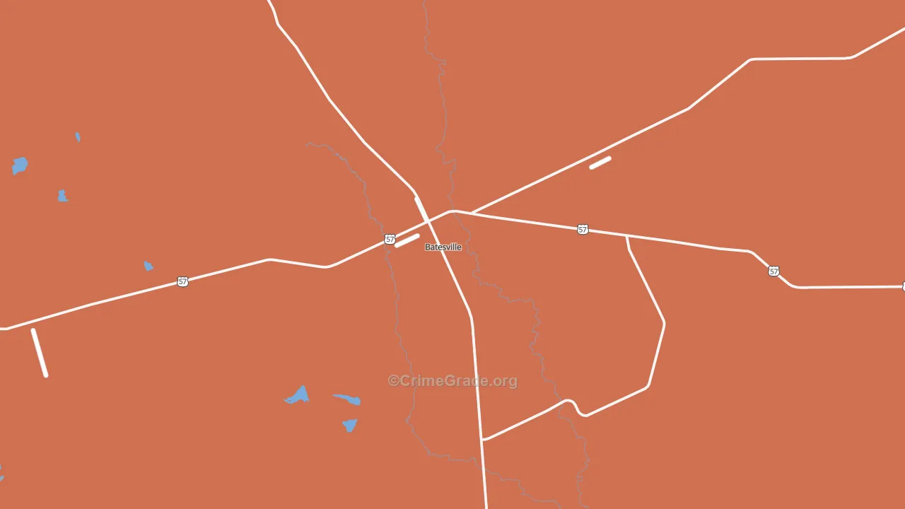 Batesville, TX Map of Drug-Related Crime Rates