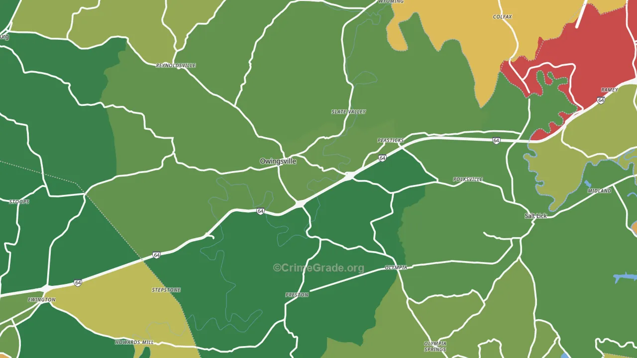 Bath County, KY Map of Drug-Related Crime Rates