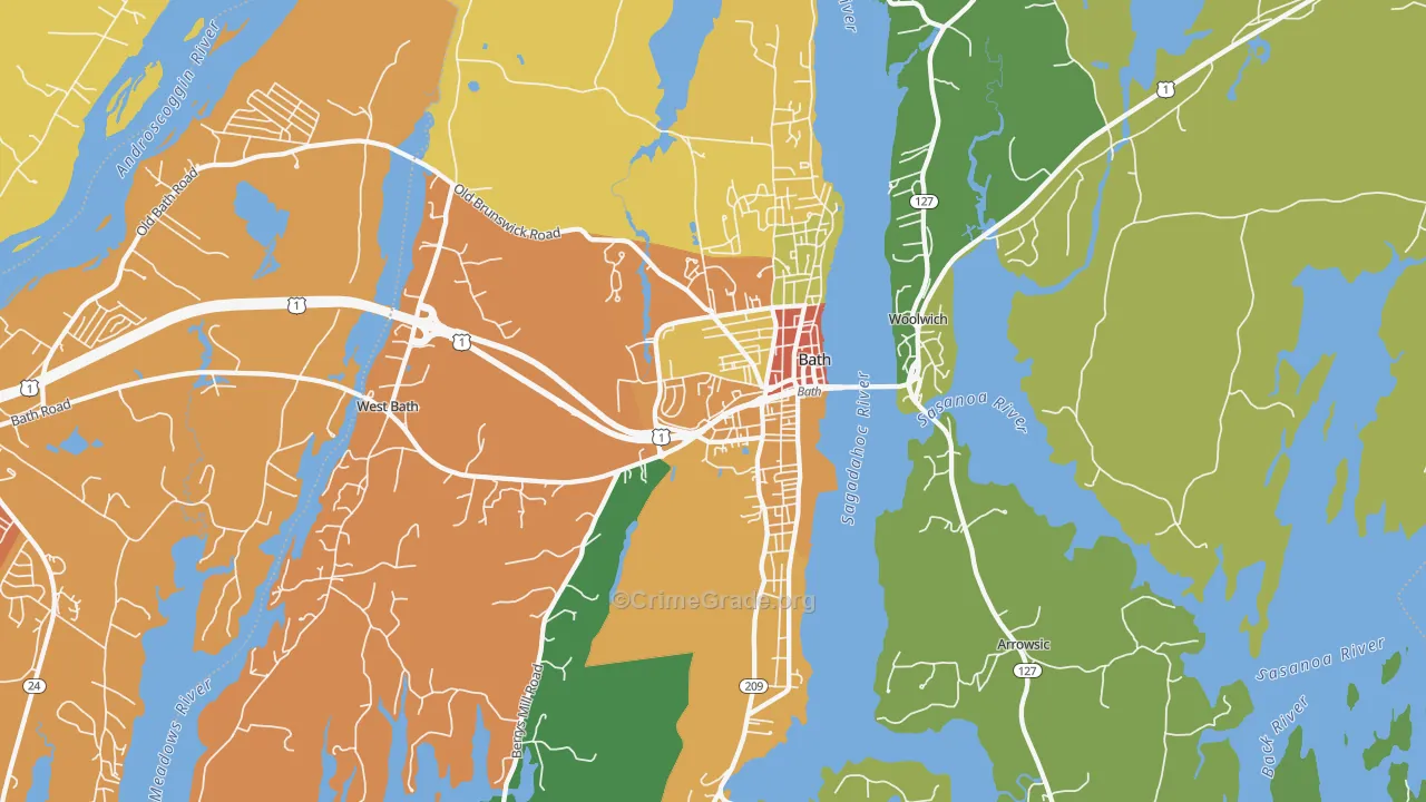 Bath, ME Map of Drug-Related Crime Rates