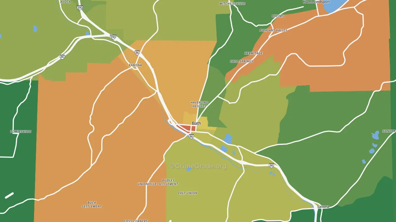 Bath, NY Map of Drug-Related Crime Rates