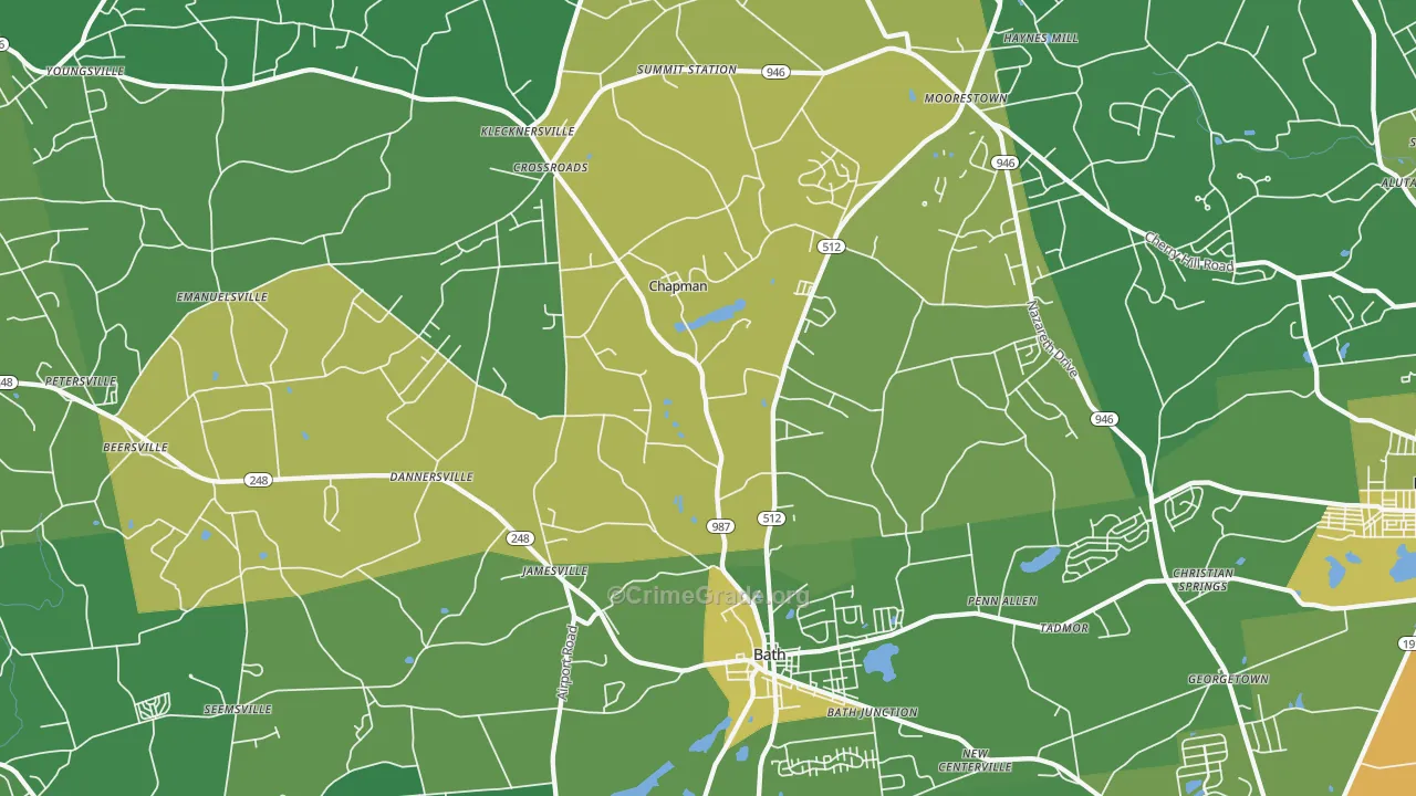 Bath, PA Map of Drug-Related Crime Rates
