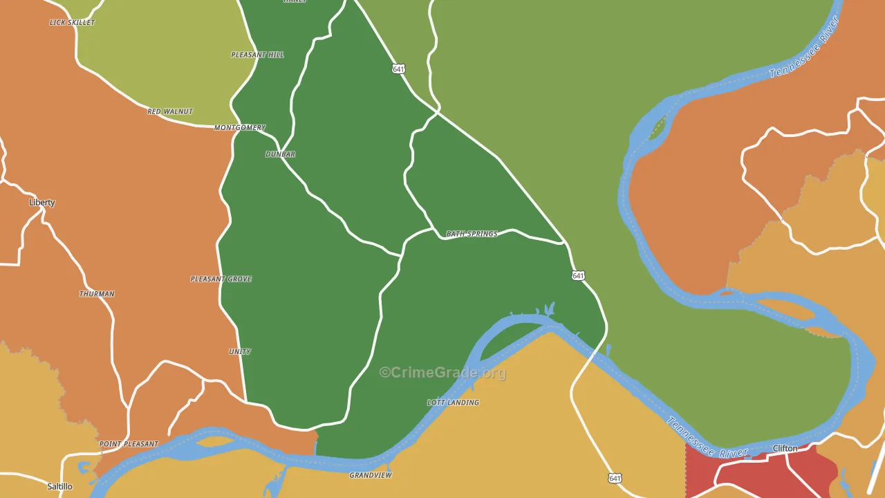 Bath Springs, TN Map of Drug-Related Crime Rates