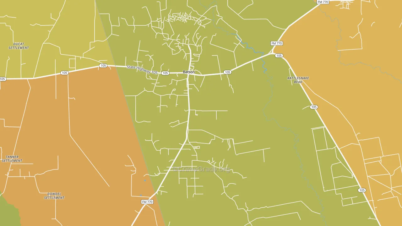 Batson, TX Map of Drug-Related Crime Rates