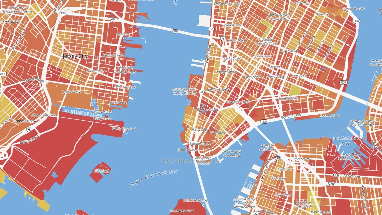 Battery Park, Manhattan, NY Map of Drug-Related Crime Rates