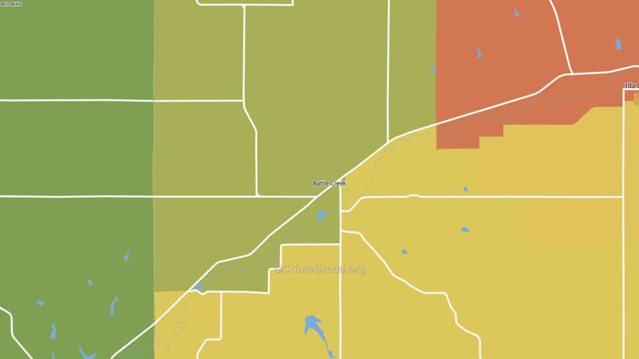 Battle Creek, IA Map of Drug-Related Crime Rates