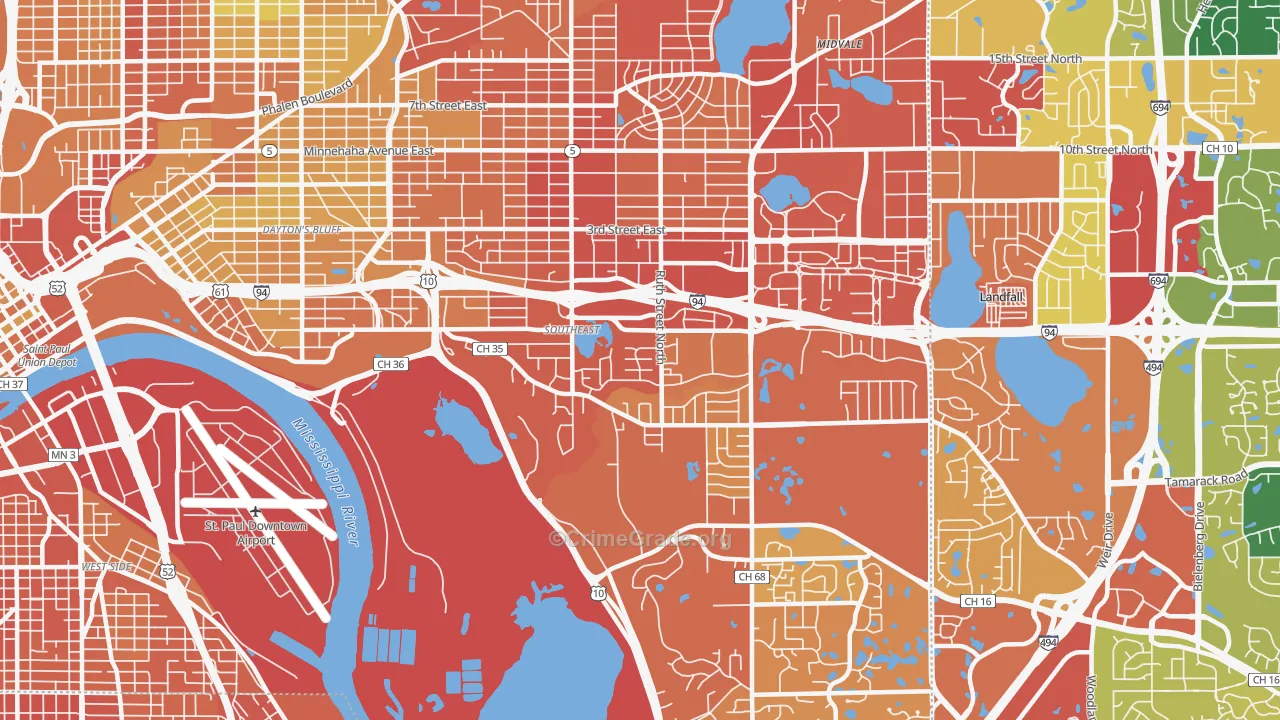Battle Creek, St. Paul, MN Map of Drug-Related Crime Rates