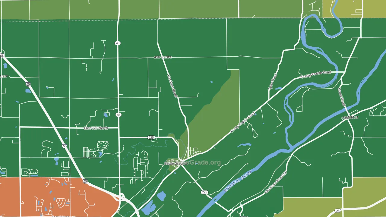 Battle Ground, IN Map of Drug-Related Crime Rates
