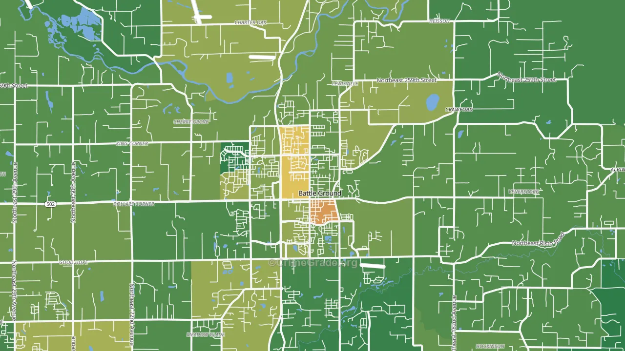 Battle Ground, WA Map of Drug-Related Crime Rates