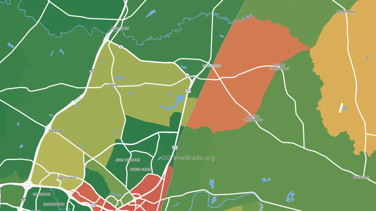 Battleboro, NC Map of Drug-Related Crime Rates