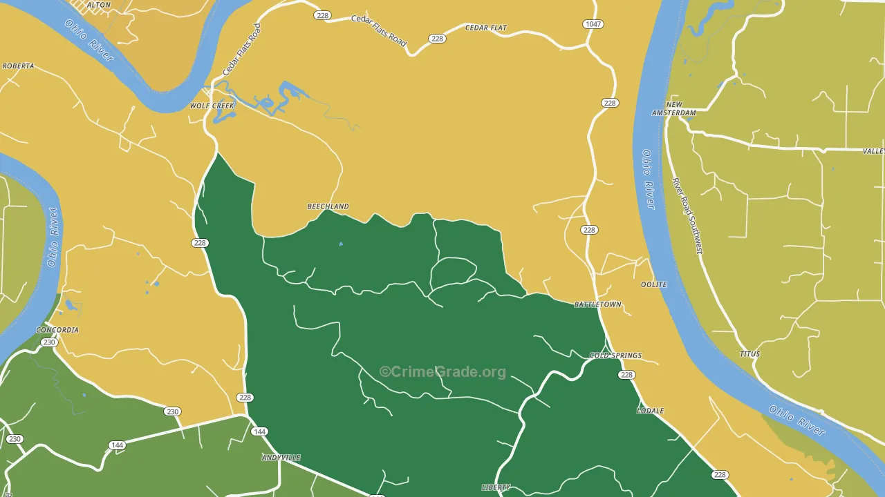 Battletown, KY Map of Drug-Related Crime Rates