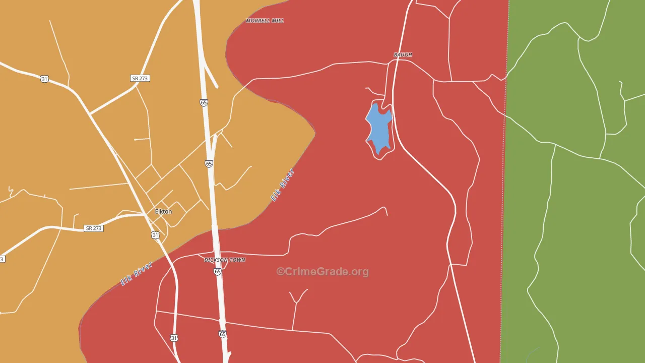 Baugh, TN Map of Drug-Related Crime Rates