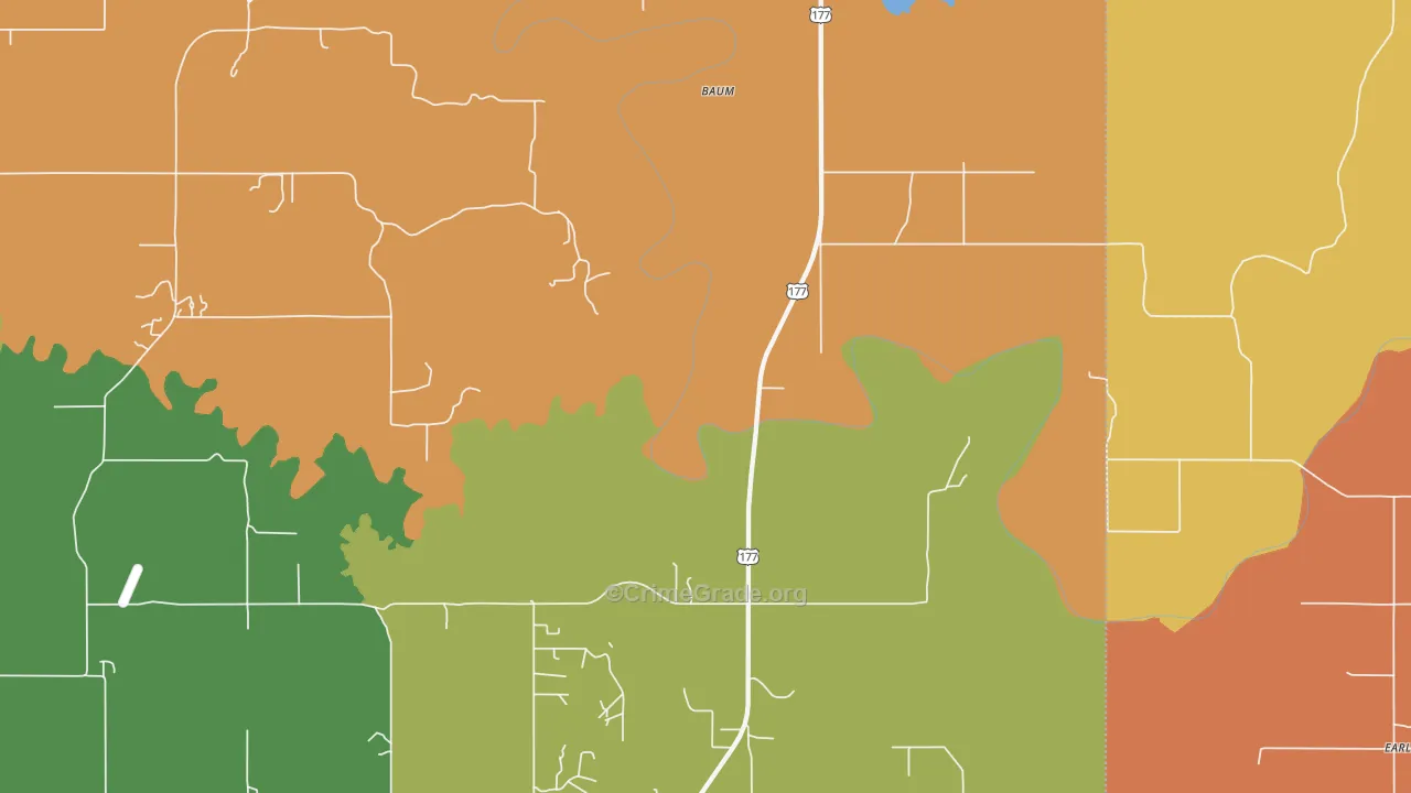 Baum, OK Map of Drug-Related Crime Rates