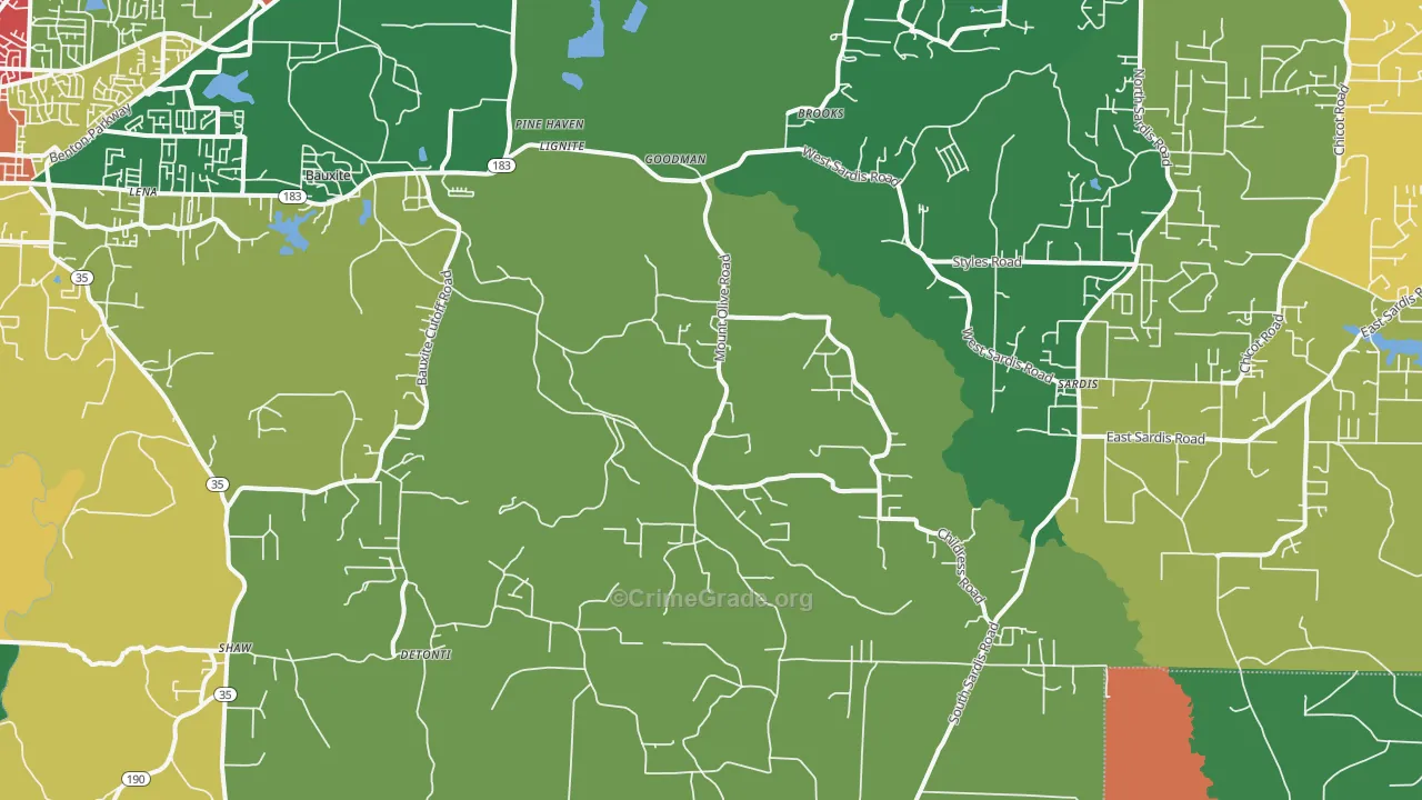 Bauxite, AR Map of Drug-Related Crime Rates