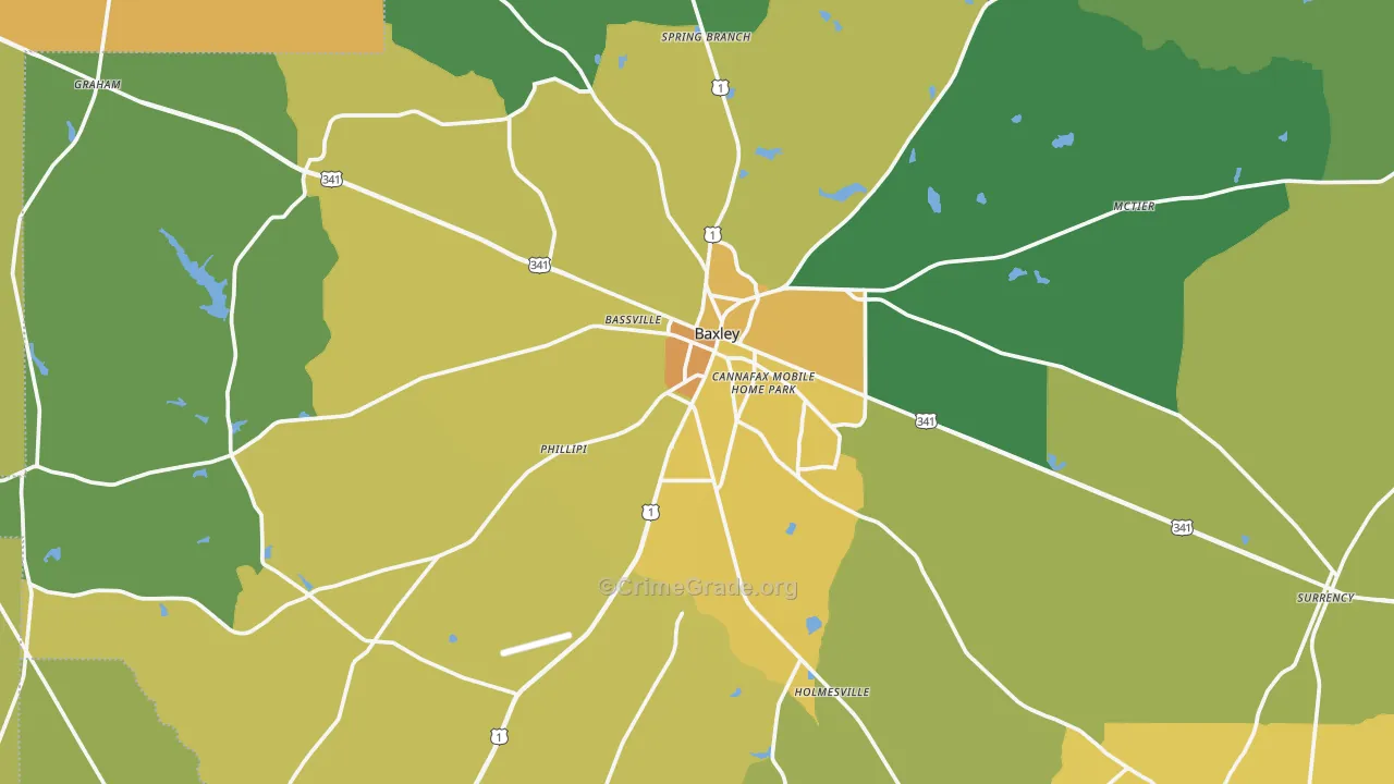 Baxley, GA Map of Drug-Related Crime Rates