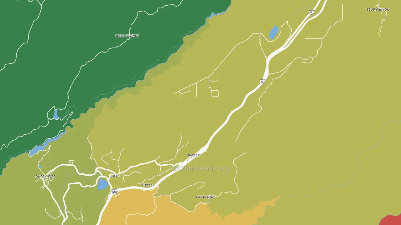 Baxter, CA Map of Drug-Related Crime Rates