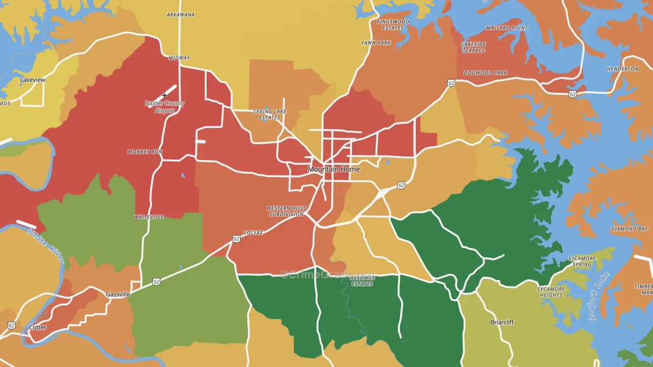 Baxter County, AR Map of Drug-Related Crime Rates